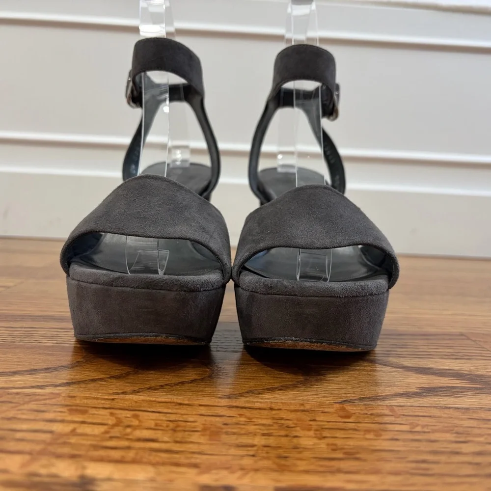 Stuart Weitzman Grey Suede Platform Sandals
